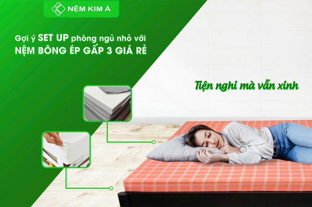 Hình ảnh nệm bông ép gấp 3 giá rẻ Kim Á
