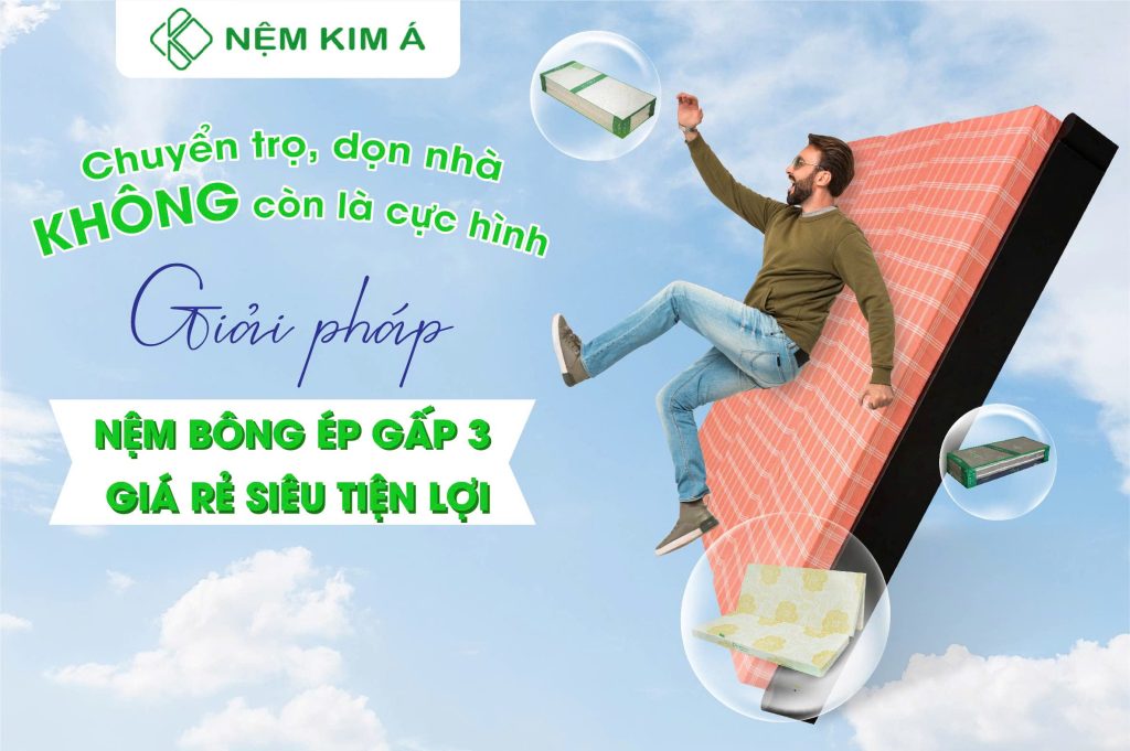Hình ảnh nệm bông ép gấp 3 giá rẻ Kim Á