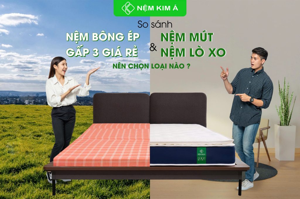 Hình ảnh nệm bông ép gấp 3 giá rẻ Nệm Kim Á